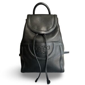 TORY BURCH Black Pebbled Leather Backpack